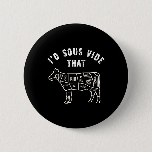 Chef Metzger Koch Bbq Ich Würde Diese Kuh Rindflei Button (Vorderseite)