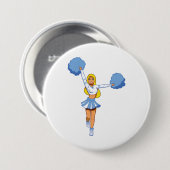 Chef mit Blue Pom Poms Button (Vorne & Hinten)