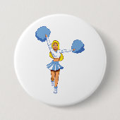 Chef mit Blue Pom Poms Button (Vorderseite)