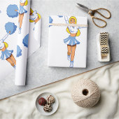 Chef mit Blue Pom Poms Geschenkpapier