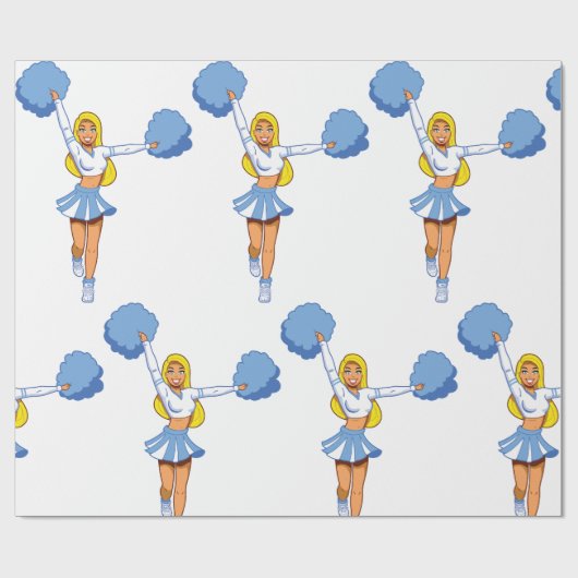 Chef mit Blue Pom Poms Geschenkpapier (Flach)