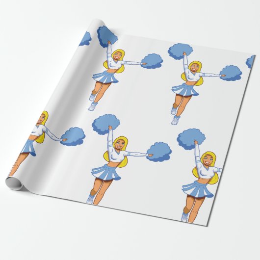 Chef mit Blue Pom Poms Geschenkpapier (Ungerollt)