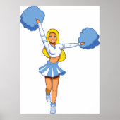 Chef mit Blue Pom Poms Poster (Vorne)