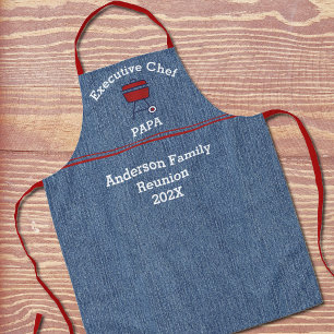 Chef Opa Familienzusammenkunft Blaues Denim-Muster Schürze