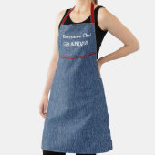 Chef Opa oder Papa blaues Denim-Druckmuster mit ro Schürze (InSitu)