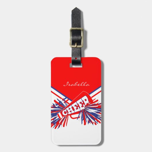 Chef Outfit in Rot, Weiß und Blau Gepäckanhänger (Vorderseite vertikal)