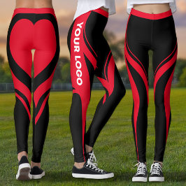 Chef Red Black Heart Hintern Team Uniform Logo Leggings