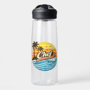 Chef Retro Sonnenuntergang Design Trinkflasche