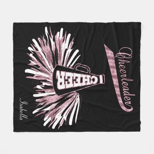 Chef 📣 💖 - Rosa Glitzer und Schwarz Fleecedecke (Vorderseite (Horizontal))