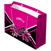Chef 📣 - Rosa, Weiß und Schwarz - Große Geschenktüte (Rückseite Schrägansicht)
