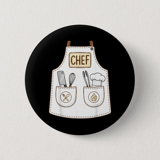 Chef-Schürze Lustig Niedlich Kulinarisch Kochen Ko Button (Vorderseite)