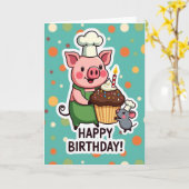 Chef-Schwein-Geburtstagskarte Karte (Gelbe Blume)