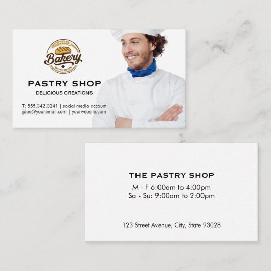 Chef Smiling | Bakery Logo Visitenkarte (Vorne/Hinten)