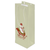 Chef Snowman mit Wein und Schlitten Weihnachten Geschenktüte Für Weinflaschen (Rückseite Schrägansicht)