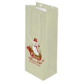 Chef Snowman mit Wein und Schlitten Weihnachten Geschenktüte Für Weinflaschen (Vorderseite Schrägansicht)