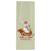 Chef Snowman mit Wein und Schlitten Weihnachten Geschenktüte Für Weinflaschen (Vorderseite)