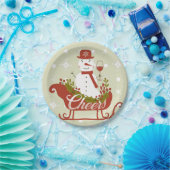 Chef Snowman mit Wein und Schlitten Weihnachts-Par Pappteller (Party)