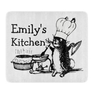 Chef Süßes Kaninchen Personalisierte Vintage-Kunst Schneidebrett