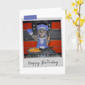 Chef Tabby Cat Funny Birthday Card Karte (Gelbe Blume)