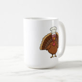 Chef Truthahn Cartoon Erntedankfest Kaffeetasse (VorderseiteRechts)