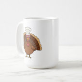 Chef Truthahn Cartoon Erntedankfest Kaffeetasse (Vorderseite Links)