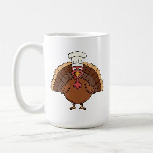 Chef Truthahn Cartoon Erntedankfest Kaffeetasse (Links)