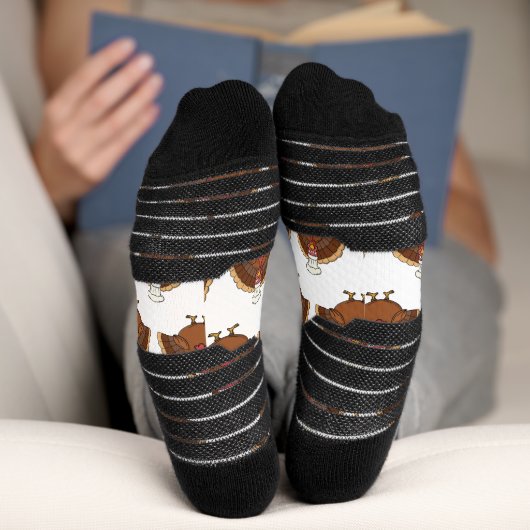 Chef Truthahn Cartoon Erntedankfest Socken (Unterseite)