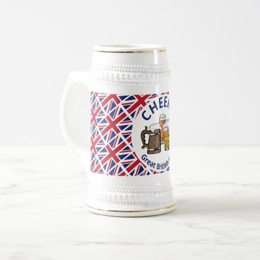 Chef UNION JACK Custom Cartoon Great British Bierglas (Vorderseite Links)