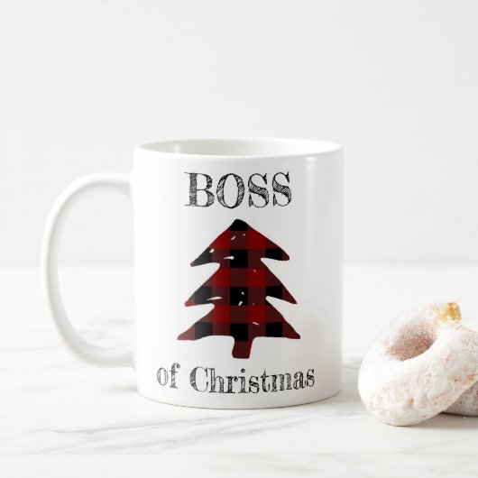 Chef Weihnachtsdes karierten Weihnachtsbaums Kaffeetasse (Mit Donut)