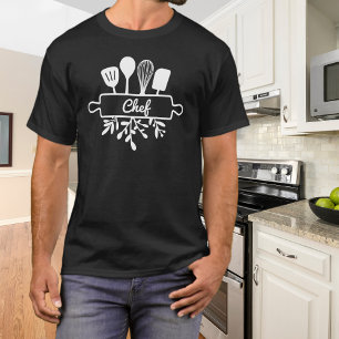 Chef Weiße Küchenutensilien Kulinarisches Design T-Shirt