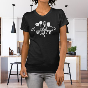 Chef White Küchenutensilien Kunst T-Shirt