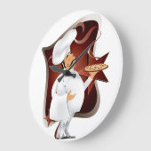 chef with pizza wallclock große wanduhr (Winkel)