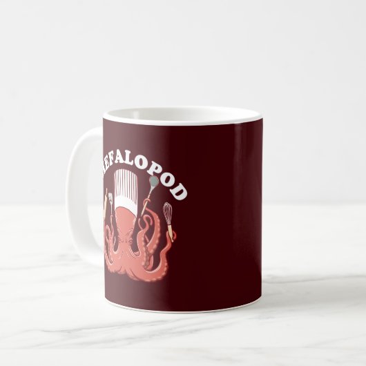 Chefalopod | Octopus Koch Funny Pun Kaffeetasse (Vorderseite Links)