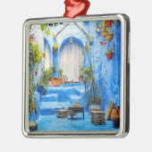 Chefchaouen Blue City Marokko Ölgemälde Boho Ornament Aus Metall (Links)