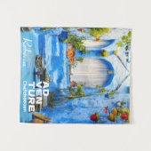 Chefchaouen Blue City Marokko Ölgemälde Boho Wandteppich (Vorderseite (Horizontal))