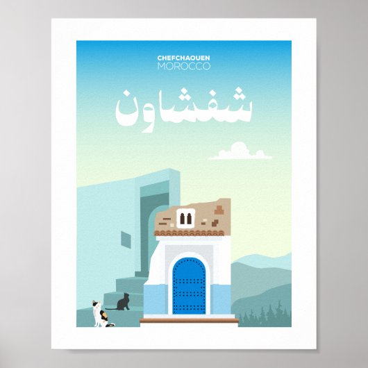 Chefchaouen City Morocco Illustration Poster (Vorne)