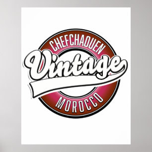 Chefchaouen Marokko Vintage-Logo Poster