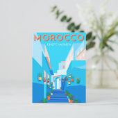 Chefchaouen Marokko Vintage Reise Illustration Postkarte (Stehend Vorderseite)