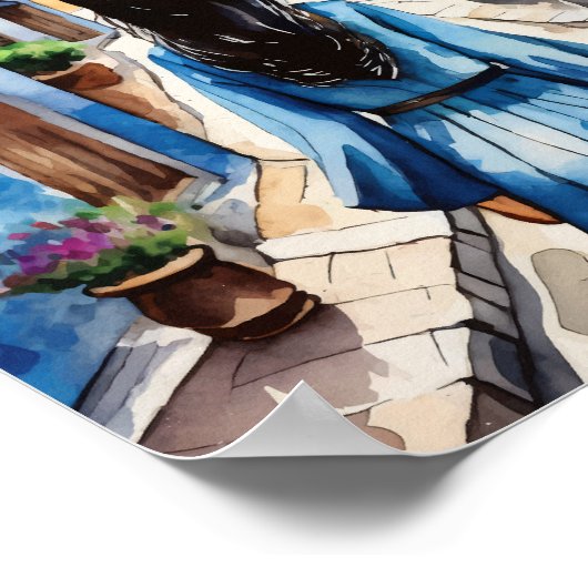 Chefchaouen Marokko Wasserfarbe Poster (Ecke)