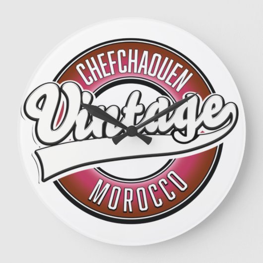 Chefchaouen morocco Vintages Logo Große Wanduhr (Vorderseite)