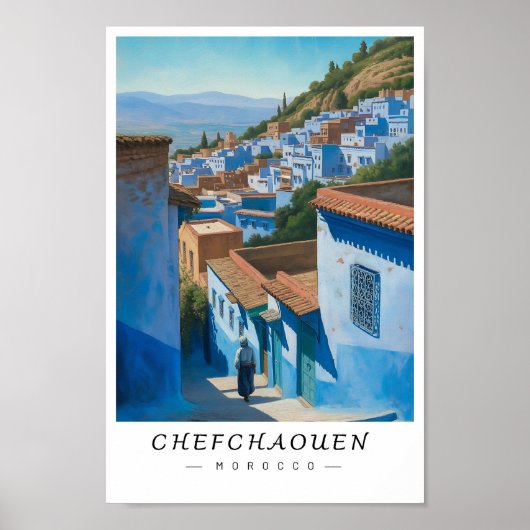 Chefchaouen Morocco Wall Art, Blue City Poster (Vorne)