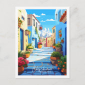 Chefchaoun Marokko Vintage Reise Illustration Postkarte (Vorderseite)