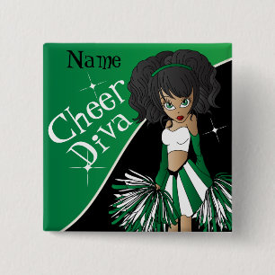 Chefdiva Cheerleader Girl  DIREKT  Grün Button