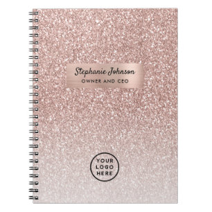 Chefin CEO-Logo Trend Rose Gold Glitter Ombre Notizblock