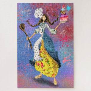 Chefin Girl - Art Vintage Drawing Fantasy Fairytal Puzzle