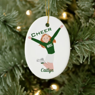 Chefin Redhead Green & White Keramik Ornament