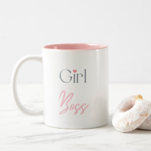Chefin, rosa Herz Empowerment-Geschenk Zweifarbige Tasse