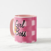 Chefin rosa Karo-Design Tasse (Vorderseite Links)