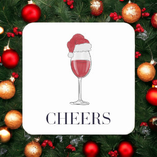 Chefin Weihnachtsmannmütze Wine Holiday Party Getränkeuntersetzer