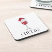 Chefin Weihnachtsmannmütze Wine Holiday Party Getränkeuntersetzer (Linke Seite)